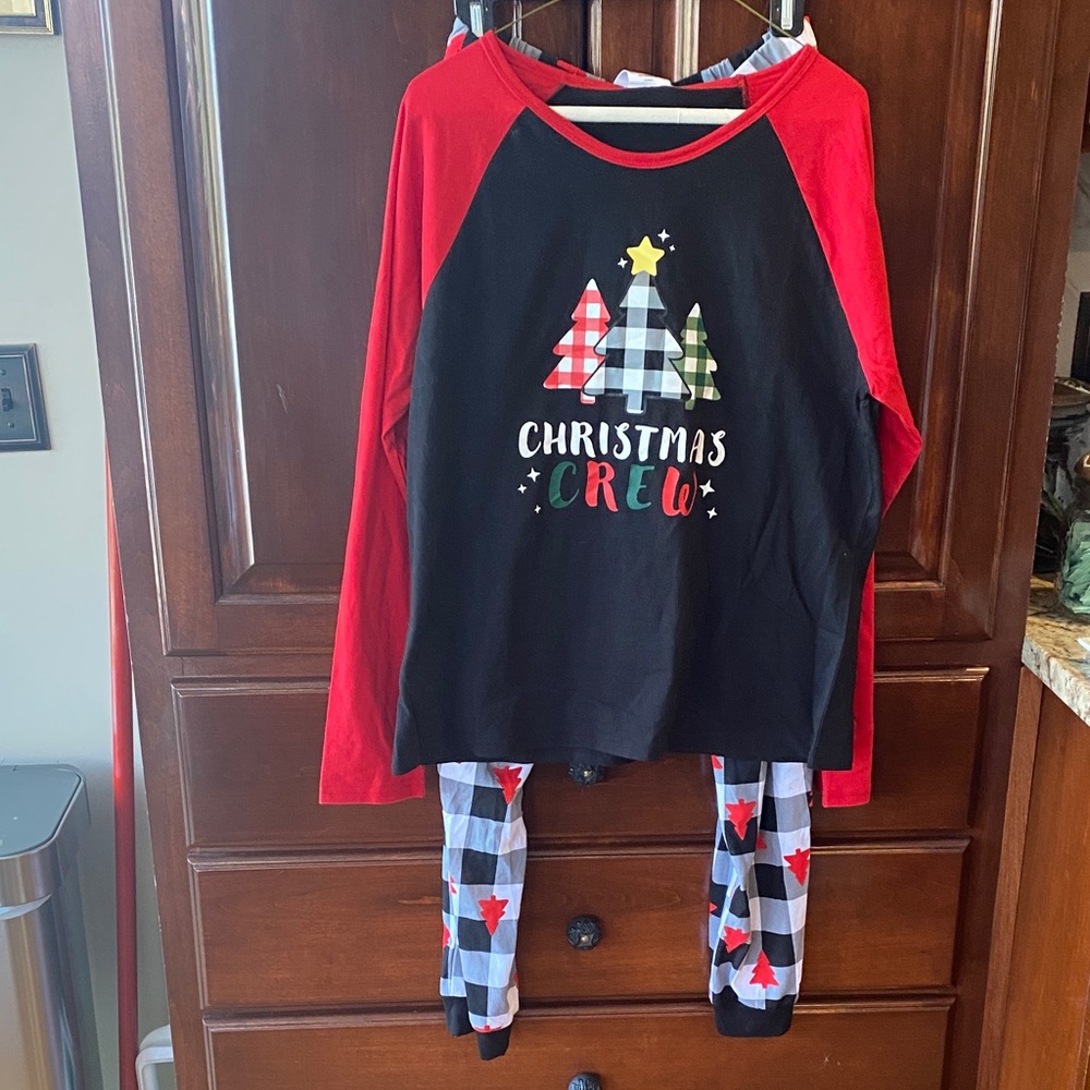 Christmas Crew Kids Pajamas - Red and Black